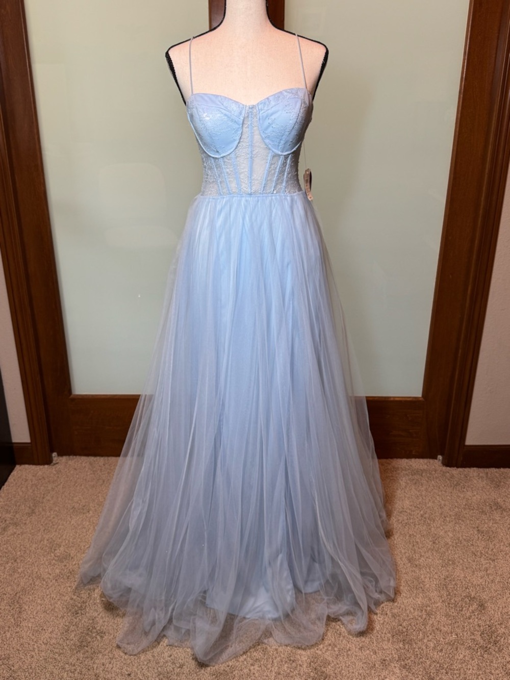 Windsor Light Blue Tulle Corset Prom Gown